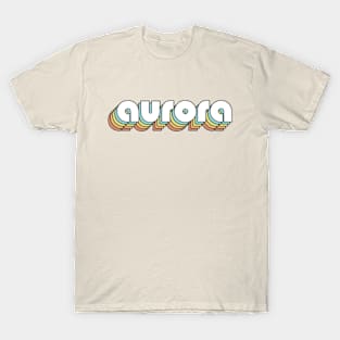 Aurora - Retro Rainbow Typography Faded Style T-Shirt